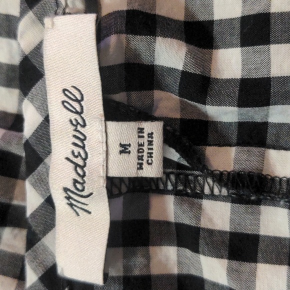3/$15 Madewell women's blouse black white gingham puff sleeve sz med EUC - Picture 8 of 9
